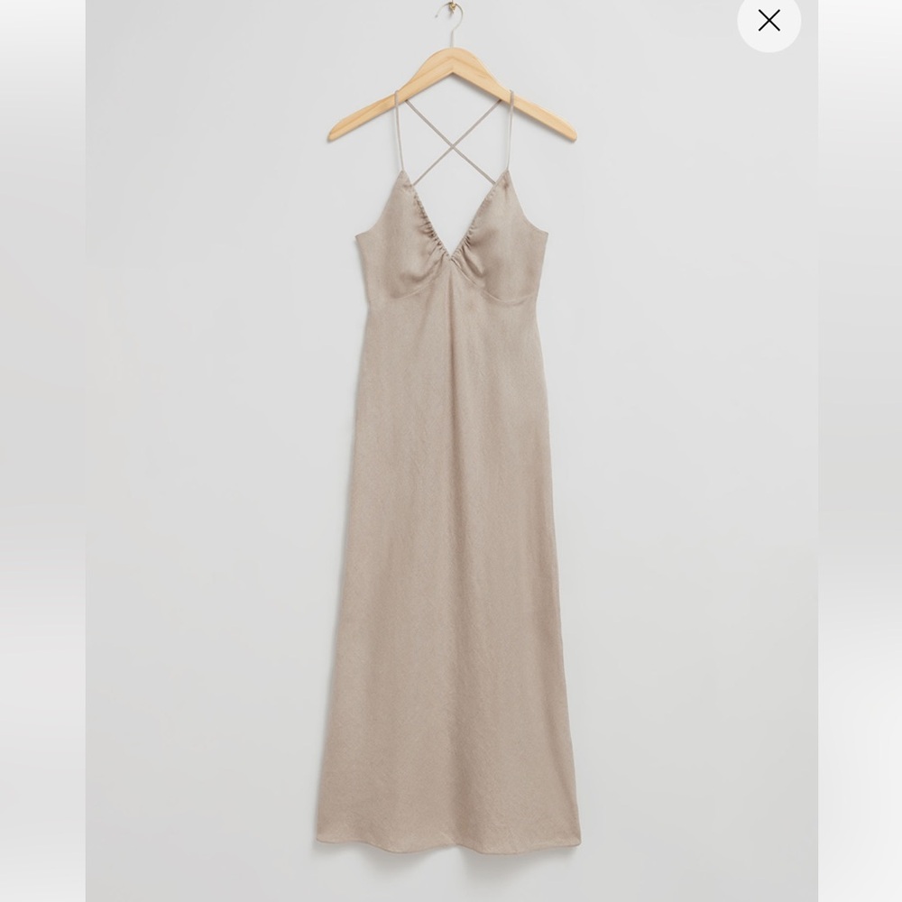 & Other Stories Linen Strappy Midi Dress